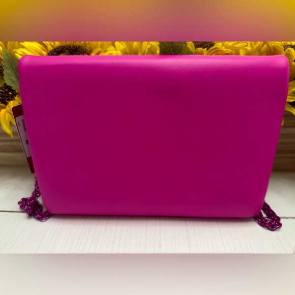 VALENTINO GARAVANI PINK PP Leather Clutch Bag One Stud Chain Strap - Picture 7 of 8